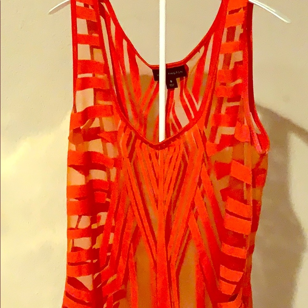 Worthington 🦞red sheer geometric layering tank